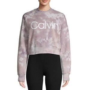 Calvin Klein Performance Cropped Lavender Tie-Dye Sweatshirt - Small